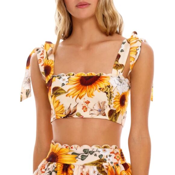 Agua Bendita NWOT Rhea Sunflower Crop Top - Picture 1 of 16